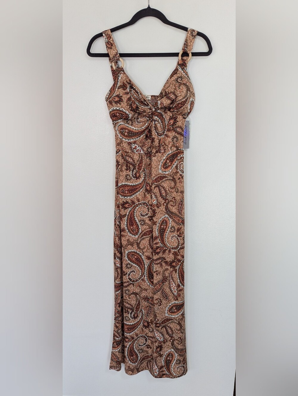 NWT Derek Heart Y2K Paisley Jersey Padded Cup Maxi Dress Size Medium
